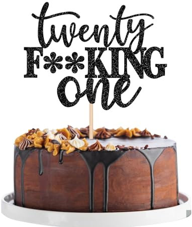 1 Stück Happy 21st Geburtstag Tortendeko Glitzer Schwarz Twenty One Cake Topper Endlich 21 Prost auf 21 Jahre Geburtstag Kuchen Deko für Happy 21st Geburtstag Party Kuchen Dekorationen