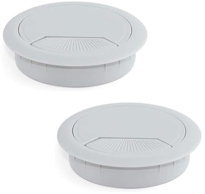 2 Serre-Câbles pour Bureau et Maison - Organisez et Gérez Facilement les Câbles - Diamètre 60 mm - Rond - Blanc - 2 Pièces