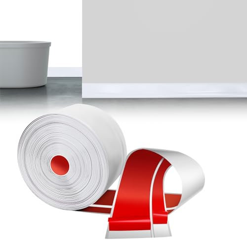 LIHIQIYA Rodapiés Blanco, 50x20mm 5M Rodapiés Flexible Autoadhesivo Rodapie PVC Adhesivo, Zocalos Autoadhesivos, Embellecedor Encimera Cocina, Rodapié Plegable Cinta para Cocina Baño, Zocalo de Cocina