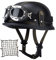 Labzaa Deutschen Motorradhelm Halbschalenhelm mit ECE, Retro Lederhelm Jethelme Vintage Mopedhelm mit Brille Sonnenblende, Offenem Helm für Herren und Damen B M