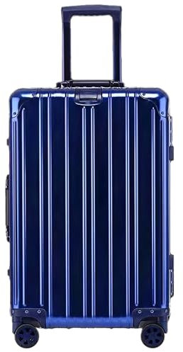 Aluminium Reisekoffer Bordkoffer Hartschalen-Koffer Trolley Rollkoffer Handgepäck Teleskopgriff, TSA, 4 Rollen(Blau,XL)