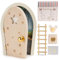 HOMYKIDS® Puerta Ratoncito Perez de madera que abre y cierra - Brilla en la oscuridad - Puerta Raton Perez Mágica + Certificados + Felpudo + Escaleras + Saco (Natural)