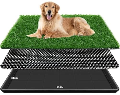 STARROAD-TIM 60X90CM Bandeja Sanitaria Perros,Inodoro para Perros, WC Perros,Bandeja Perros Pipi,Cesped para Perros Pipi,Bandeja Higienica Perros, Almohadillas Reutilizables Interiores y Exteriores