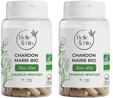 DIGESTION - Chardon Marie Bio - DETOX FOIE - Certifié Ecocert - Pilulier 120 Gélules - Fabriqué en FRANCE (Lot de 2)