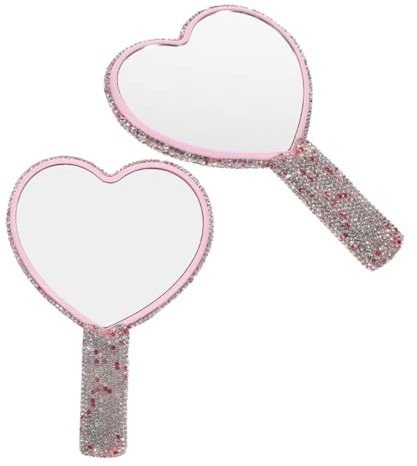 VALICLUD 2pièces Miroir Compact Forme De Cœur Mignon Et Portable avec Poignée pour Maquillage Retouches De Voyage
