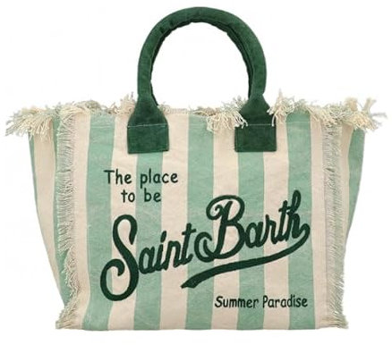 Saint Barth MC2 MC2 BORSA A MANO VANITY A RIGHE VERDE - UNI