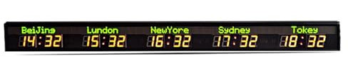 Horloge mondiale numérique LED avec luminosité réglable, prend en charge plusieurs fuseaux horaires, montage mural pour la maison ou le bureau