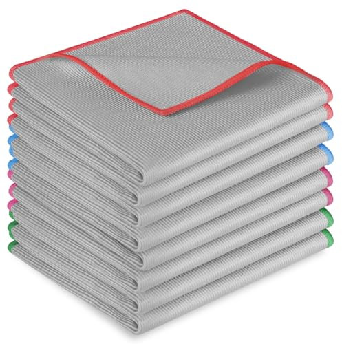 HOTUT 8X Nano Paños de Limpieza Magico, 30 x 30 cm Bayetas de Microfibras para Cristales sin Rayas, Trapo Balletas para Ventanas Vidrios Baño Espejo Cocina Plato Coche