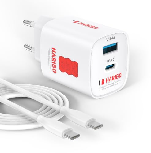 HARIBO 45W USB C Ladegerät für Samsung mit 1m Kabel 2-Port PD Netzteil | PPS-Schnellladen GaN Charger für iPad,Galaxy S26/S25/S24/S23/S22/Note20, iPhone 17/Pro/Pro Max/iPhone Air/16/15, Pixel