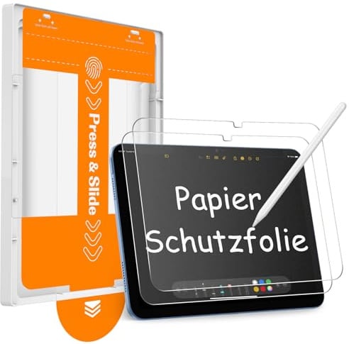 SPARIN Papier Schutzfolie für iPad A16 11./10. Generation, 2 Stück | Schreiben und Zeichnen wie auf Papier, 9H Panzer Schutz Glas, Auto-Installation, Anti-Bläschen