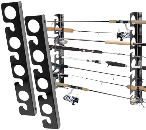 BORDEAG Supporto per canne da pesca, porta canne da pesca per 8 canne, supporto a parete o a soffitto, supporto per canne da pesca, supporto per canne da pesca per la pesca in garage, barca, soffitto