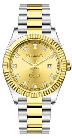 KNISKRED Klassische Herrenuhr mit Massivem Edelstahlarmband und Kalender Herrenanzuguhr Wasserdicht
