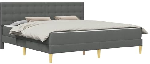 vidaXL Bettgestell mit Matratze Dunkelgrau 180 x 200 cm Stoff, Stylisches Schlafzimmermöbel-Set, modernes Bettgestell mit Unterbett-Stauraum, hochwertige Matratze mit Taschenfedern