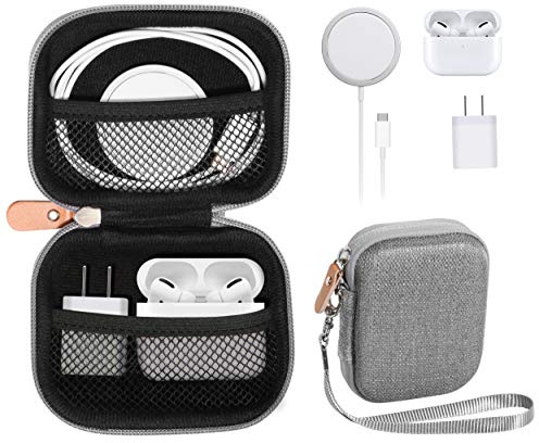 Reise-Schutz- und Aufbewahrungskoffer für Airpods Tasche, Design Netztaschen für Airpods, Wandladegerät und Kabel (grau)