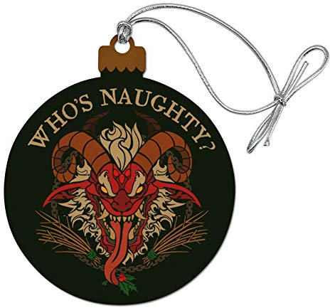 GRAPHICS & MORE Krampus Who's Naughty Christbaumschmuck aus Holz