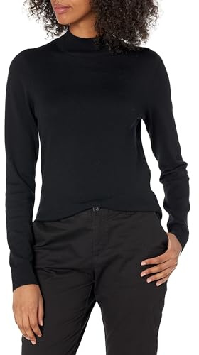 Amazon Essentials Damen Leichter Pullover mit Stehkragen (in Übergröße erhältlich), Schwarz, L