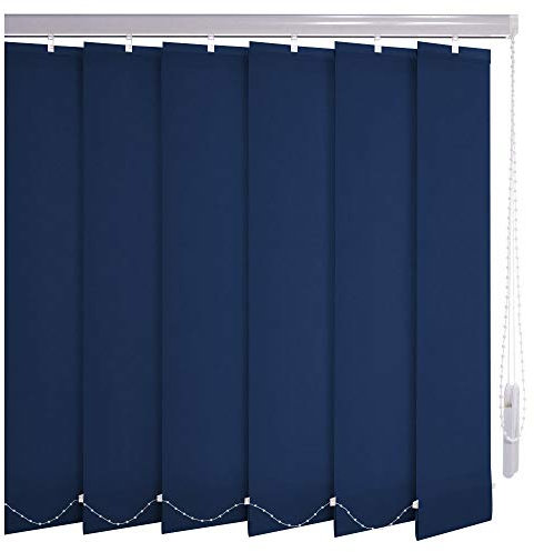 Sonnenschutz-HH® - Lamellenvorhang dunkelblau - Breite 115 cm x 325 cm Höhe - Office Verdunkelungslamellen für Bildschirmarbeitsplätze Lamellenbreite 127mm Vertikaljalousie Vertikalanlage