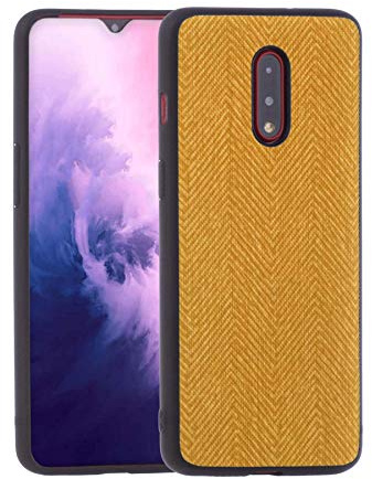 Lilware Canvas Z Gommata Texture Custodia in Plastica per OnePlus 7. Giallo