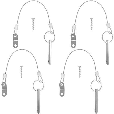DanziX Lot de 4 goupilles à dégagement rapide, diamètre de goupille supérieure de 6,3 mm, longueur totale de 51 mm, longueur effective de 40 mm avec cordons en acier inoxydable 316