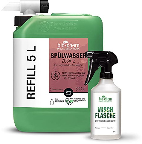bio-chem Bio Spülwasser-Zusatz 2x 1 L Konzentrat für Spülkasten I WC-Reiniger Rinse Flush für Campingtoilette, Chemie-Toilette sowie Mobile Toilette MIT & OHNE separaten Spülwassertank