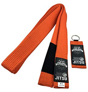 Choke&Chill BJJ Brazilian Jiu-Jitsu Belt Gürtel mit Schlüsselanhänger Erwachsene Kinder Luta Livre (Orange, A2)