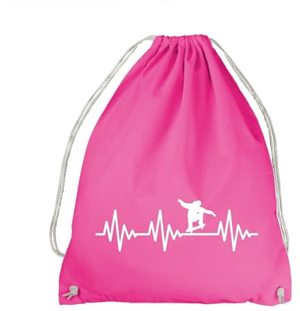 absenda Herzschlag Skateboard Turnbeutel - EKG Roller Skateboarding Ollie Half Pipe Pink