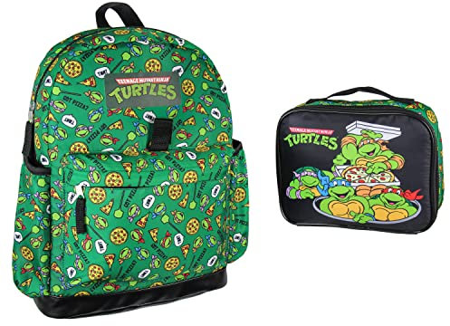 INTIMO Teenage Mutant Ninja Turtles Got Pizza? Leonardo Raphael Donatello Michelangelo 2 Pc Lunch Box Backpack Set