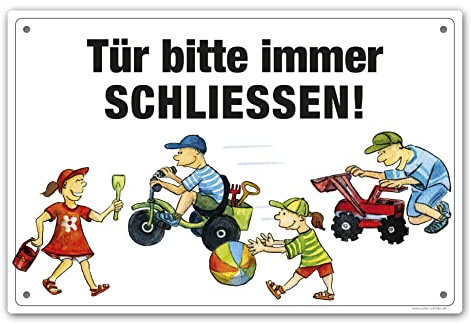 Comic-Schilder.de Schild Tür Bitte Immer SCHLIESSEN! (Achtung Kinder)