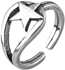 Verstellbarer Öffnungs-Fingerring Für Damen – Retro-Minimalistischer Stern-Offener Ring Klassisch Trendiger Persönlichkeits-Anhänger-Fingerring-Schmuck Für Unisex-Mädchen-Damen-Geburt