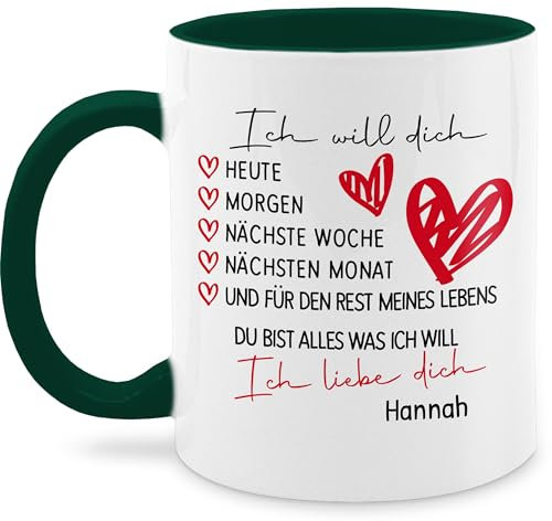 Tasse Tassen 325ml - Valentinstag Partner Freund & Freundin - Ich will dich heute morgen nächste Woche I Ich liebe dich Geschenk Paar Geschenke - 325 ml - Dunkelgrün - teetasse boyfriend