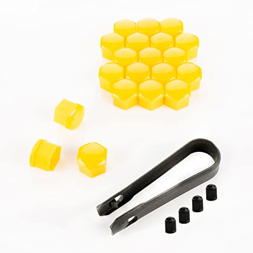 LST 20x Sechskant Radschraube Abdeckkappen 17 mm gelb Glanz Felgen Kappen Set