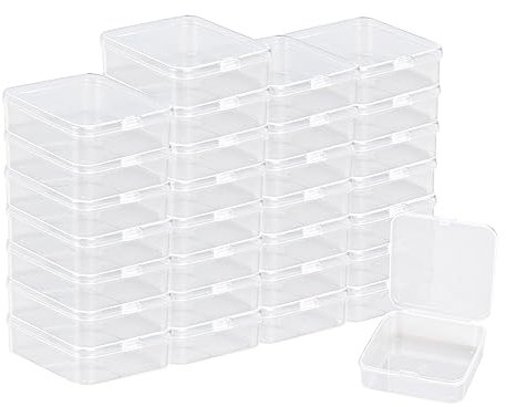 YOUNTHYE 30 Stück Aufbewahrungsbox mit Deckel 65x65x20mm Transparente Klein Plastikbox mit Deckel Square Leere Mini Sortierbox Plastikboxen Sortierboxen für Perlen, Schrauben Sortierbox