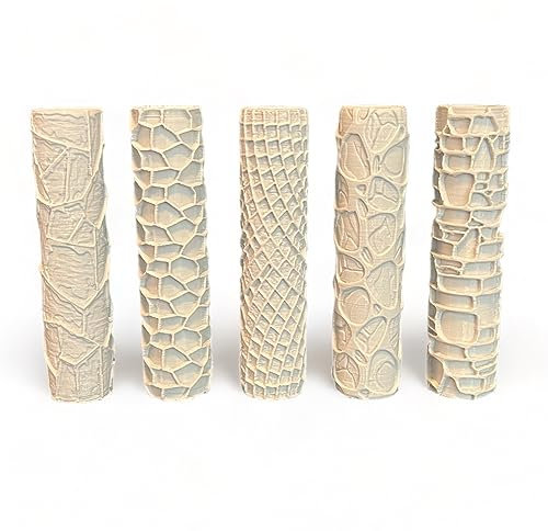 NorthFen Texture Roller 5 Pack Gaming Terrain Bundle for D&D, Battle Mat, Dungeons and Dragons, Pathfinder, Warhammer, Warhammer 40k, RPG, Miniatures, Tabletop, Pottery, Pastry, Rolling Pin Roller