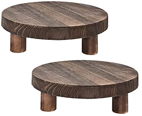 Povxlum 2 x Holzhocker, Präsentationsständer, Holzblumentopf, unterstützt Pflanzen für drinnen und draußen, Zuhause