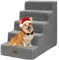 YITAHOME Hundetreppe für Bett und Sofa, 5-stufige Haustiertreppe, Hundetreppe mit waschbarem Bezug, Grau