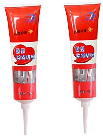 Dantazz Haushalt Mehltau Reiniger,Haushalts-Schimmel-Entferner-Gel Anti-Geruch-Haushaltschemikalientiefwand-Schimmel-Entferner-Reiniger-Dichtungs-Gel (Red, 2X120g)