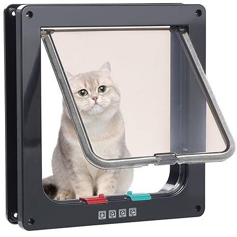 Coptiner Cat Door Lockable, Large Cat Flaps, Pet Safety Interior Door, 4 Way Locking Large Cat Flap Door for Wall Interior Exterior Door, Pet Door for Cats and Small Dogs
