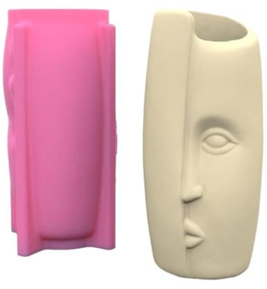 Ruarby Menschliches Gesicht Kunst Silikon Topf Vase Form Sukkulenten Blumentopf Ton Zement Gips Formen DIY Home Garden Blumentöpfe Form Menschliches Gesicht Kunst Formen für Epoxidharz