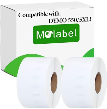 Molabel Kompatible Etiketten für Dymo S0722400 99012 - Kompatibel mit Dymo LabelWriter 550 Druckern - 2Rollen, 260 Etiketten pro Rolle