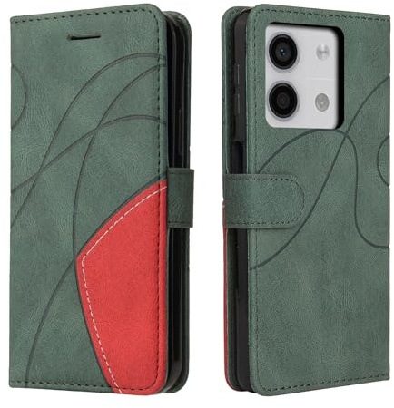 CXTcase Handyhülle für Xiaomi Redmi Note 13 5G, Flip PU Leder Hülle Cover, Modisch Flip Case für Xiaomi Redmi Note 13 5G Handytasche Schutzhülle, Grün