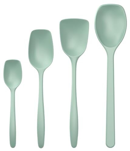 Rosti Classic Kochlöffel Set 4-Teilig, Hochwertiges Küchenhelfer Set mit 3 Kochlöffel & 1 Backlöffel, aus Kunststoff, Hitzebeständig, Bruchsicher, Spülmaschinenfest, Nordic Green