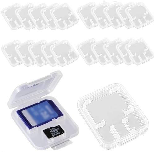 Tarjetas Memoria Caja Almacenamiento, Caja de Tarjeta SD Transparente, Estuche Tarjetas de Memoria, 20PCS Tarjetero SD Porta Tarjetas SD Memory Card Case para Guardar Micro SD CF TF SIM