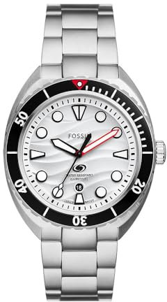 FOSSIL Orologio Breaker da uomo, movimento al quarzo a tre lancette con data e cinturino in acciaio inossidabile o silicone, Tono Argento