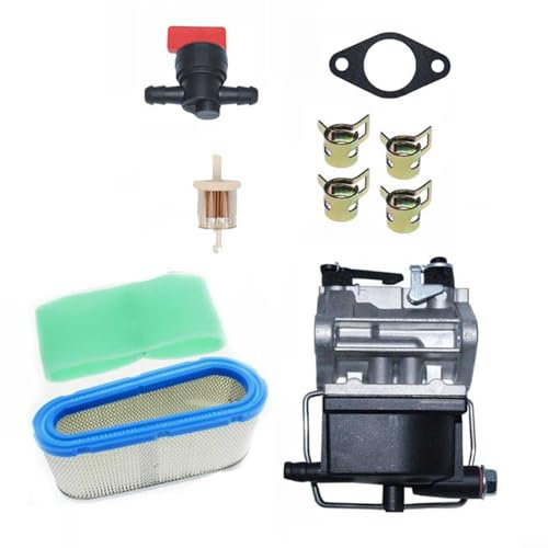 FUBESK Carburateur pour moteurs de tondeuse à gazon pour Tecumseh OHV110 OHV115 OHV120 OHV125 OHV130 OHV135, kit de filtre à air avec filtre à air, valve d'arrêt, joint, pinces, filtre à carburant