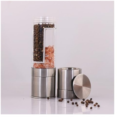 NEBE Macinapepe Pepe Macinapepe a Doppia estremità Macinaspezie in Acciaio Inossidabile Macinasale Manuale Macinapepe Utensile da Cucina Macinapepe Manuale Macinaspezie