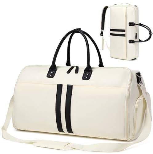 Suweir Kleidersack Reisetasche Anzugtasche für Herren Damen Anzugsack mit Schuhfach Nassfach Große Kapazität Carry On Garment Duffle Bag 3 in 1 Hängenden Faltbaren Koffer Anzug Reisetaschen (Beige)