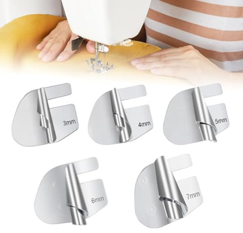 YUUTIAL Pied de Biche Ourlet Roulé 5Pièces,3/4/5/6/7 mm Couture pour Machines à Coudre Pied Presseur Ourlet Roulé Convient pour Une Large Gamme de Machines à Coudre