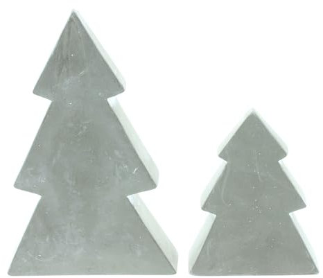 FRANK FLECHTWAREN Tanne Zement, 2er Set, schwere Qualität Maße: Höhe 12 cm, 19 cm, Modern, schlicht