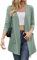 Tanmolo Damen Leichte Strickjacke Gestrickt Cardigan Lang mit Taschen Bequem Offen Elegant Langarm top Hellgrün, L