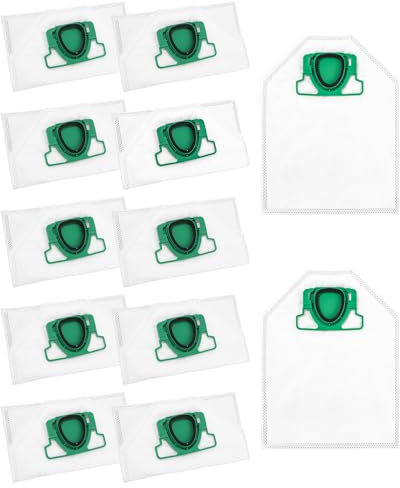 SOBEAU Kit 12 Bolsas de Aspiradora para Vorwerk Kobold VK200 FP200, Accesorios Bolsa de Polvo compatibles con VK 200 FP 200, Repuesto Aptas para Alérgicos